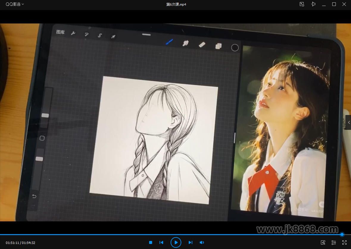 【雀斑儿-chn】2021年iPad插画少女头像线稿课【画质高清有素材】